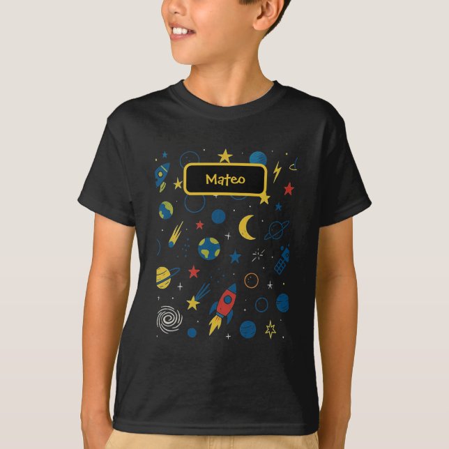 Galaxy Design Tshirt with Rocket and Stars for Boy (Devant)