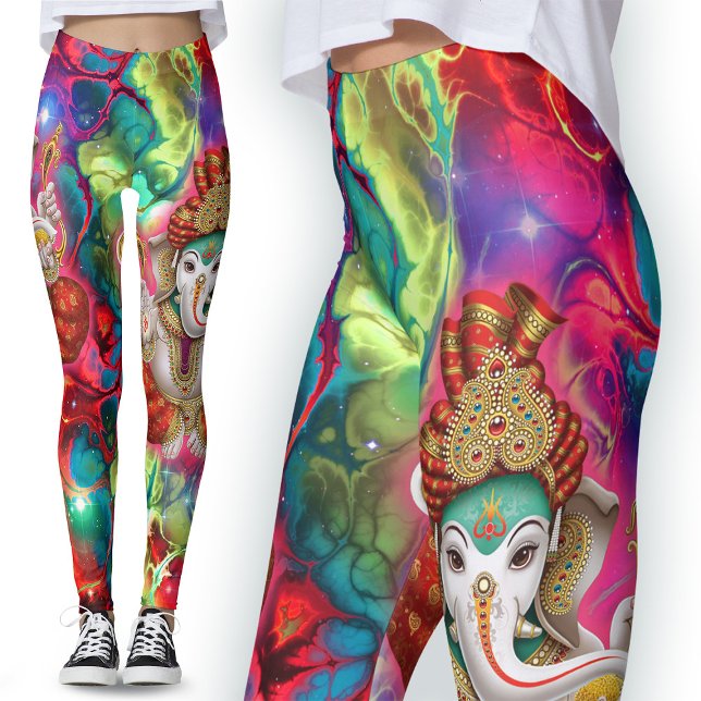 Galaxy Ganesh Dieu Hippie Boho Leggings psychédéli (Créateur téléchargé)