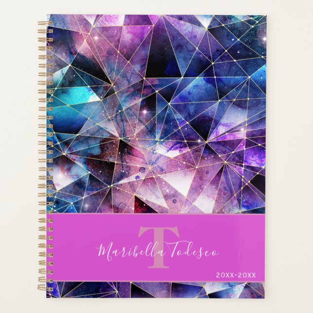 Galaxy Gemstone Crystal Purple Design géométrique (Devant)