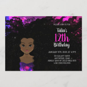 Galaxy Girl Invitation d'anniversaire   Ombre magi
