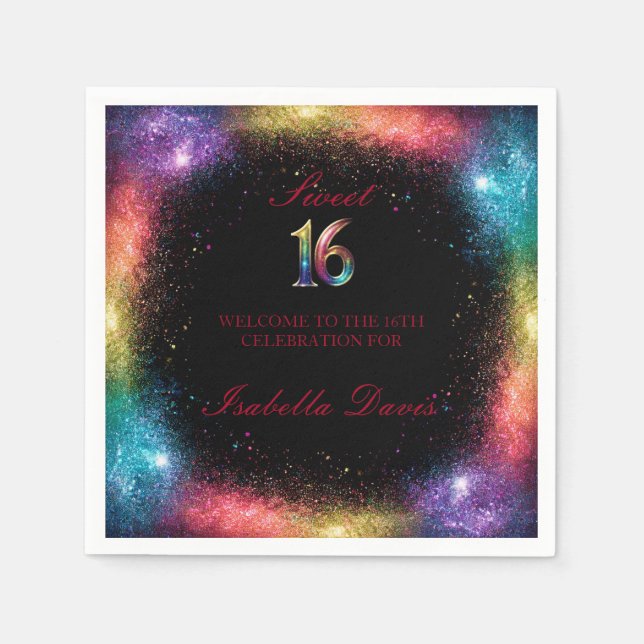 Galaxy Glow Sweet 16 serviettes en papier (Devant)