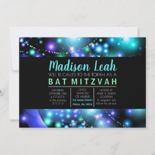 GALAXY GLOWING STARS Invitation Bat mitzvah