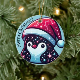 Galaxy Penguin Ornement de Noël cosmique