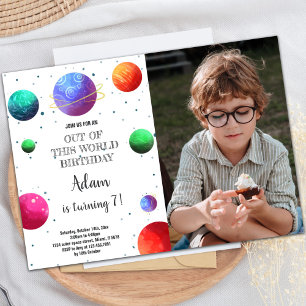 Galaxy Planets Invitations d'anniversaire avec pho