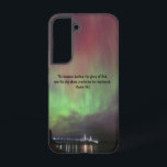 Galaxy Pont Mackinac Aurora Samsung Coque<br><div class="desc">Le pont Mackinac,  pont emblématique reliant les péninsules supérieure et inférieure du Michigan,  brille sous l'Aurora Borealis.</div>