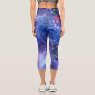 Galaxy Space Blue Purple Capri Yoga Leggings