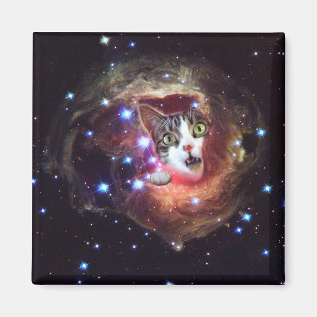 Galaxy Space Cats LOL 2 pouces Magnet Carré (Devant)
