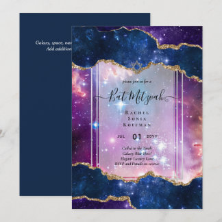 Galaxy Starry BAT MITZVAH de nuit Agate Invitation
