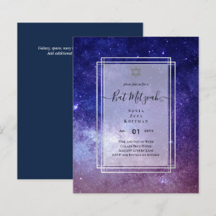 Galaxy Starry BAT MITZVAH de nuit Invitation