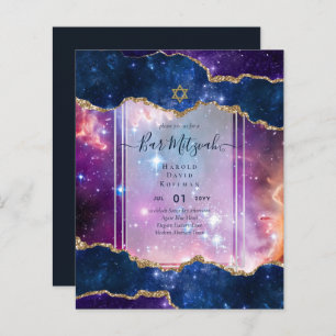 Galaxy Starry Night BAR MITZVAH Invitations Bleu