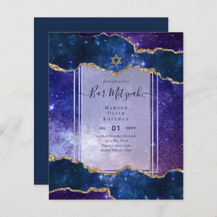 Galaxy Starry Night BAR MITZVAH Invitations Bleu