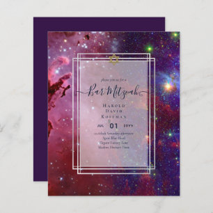 Galaxy Starry Night BAR MITZVAH Invitations Bleu