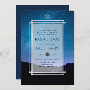 Galaxy Starry Night BAR MITZVAH Invitations Marine