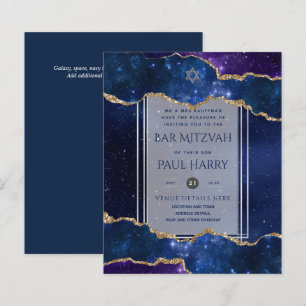 Galaxy Starry Night BAR MITZVAH Invitations Marine