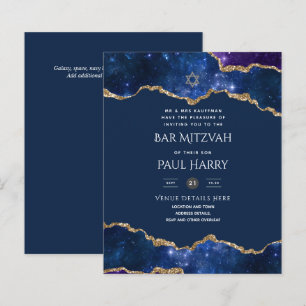 Galaxy Starry Night BAR MITZVAH Invitations Marine