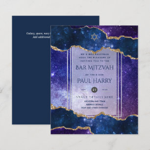 Galaxy Starry Night BAR MITZVAH Invitations Marine