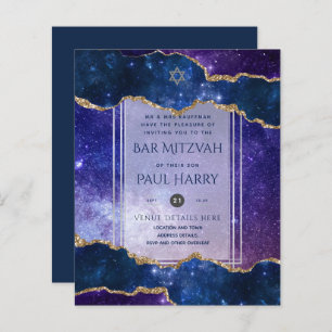 Galaxy Starry Night BAR MITZVAH Invitations Marine