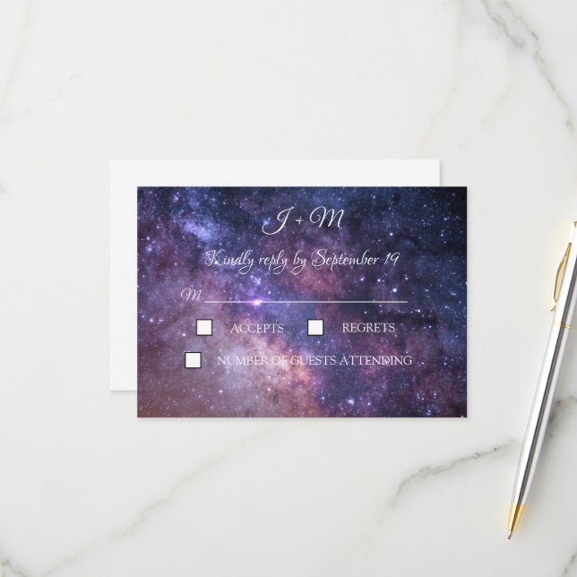 Galaxy Starry Night Moderne RSVP (Devant/Arrière en situation)
