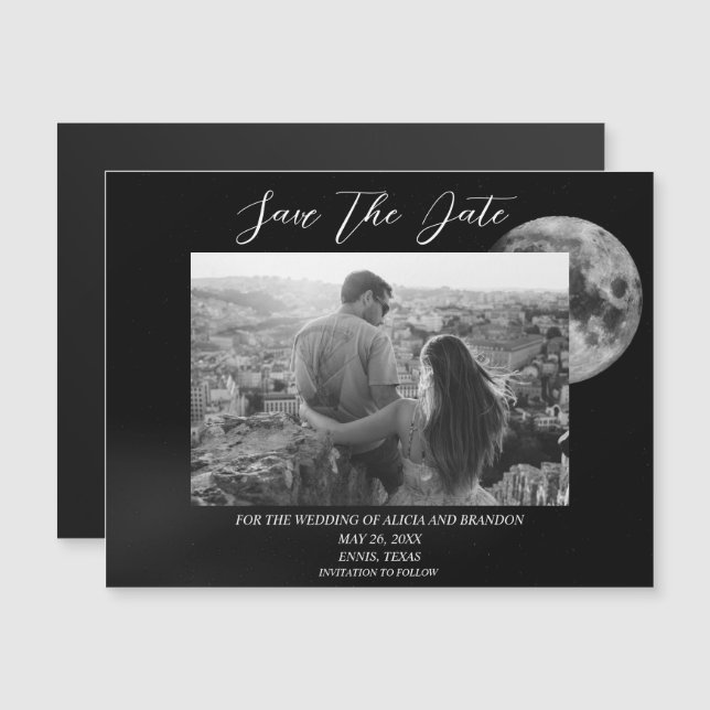 Galaxy Starry Night Stars Sky Mariage Moon Magnet (Devant / Derrière)