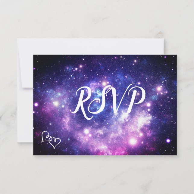 Galaxy Starry Night Wedding Cartes RSVP avec Repas (Devant)