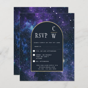 Galaxy Starry Nuit Violet Bleu Or Mariage RSVP