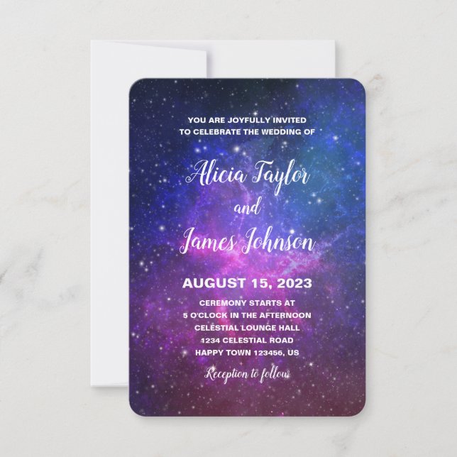 Galaxy Stars Invitation Mariage Anniversaire (Devant)