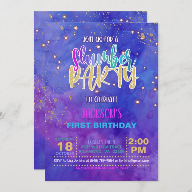 Galaxy Stwood Party Invitation d'anniversaire (Devant / Derrière)
