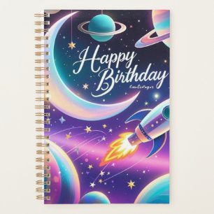Galaxy thème heureux croissant d'anniversaire lune