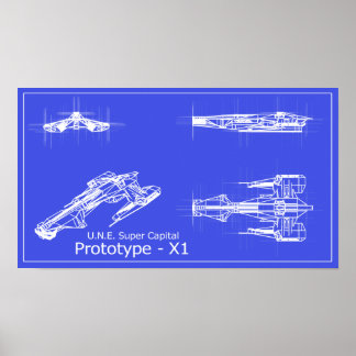Galaxy U.N.E Prototype X-1 Blueprints Poster