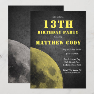Galaxy Yellow Moon 13e anniversaire Invitations de