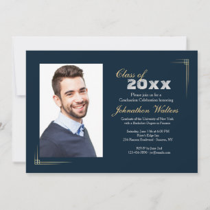 Galded Corners Photo Graduation Invitation