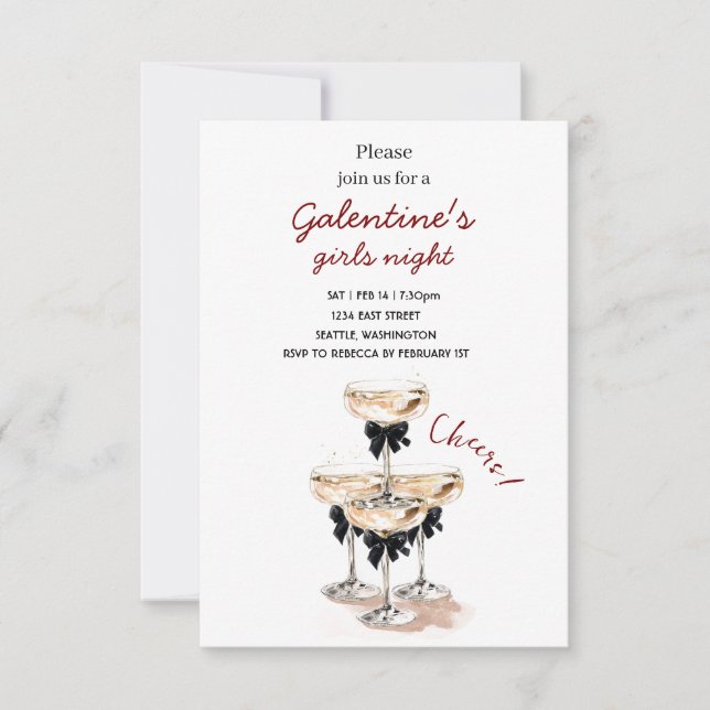Galentine Champagne Party Invitation (Devant)