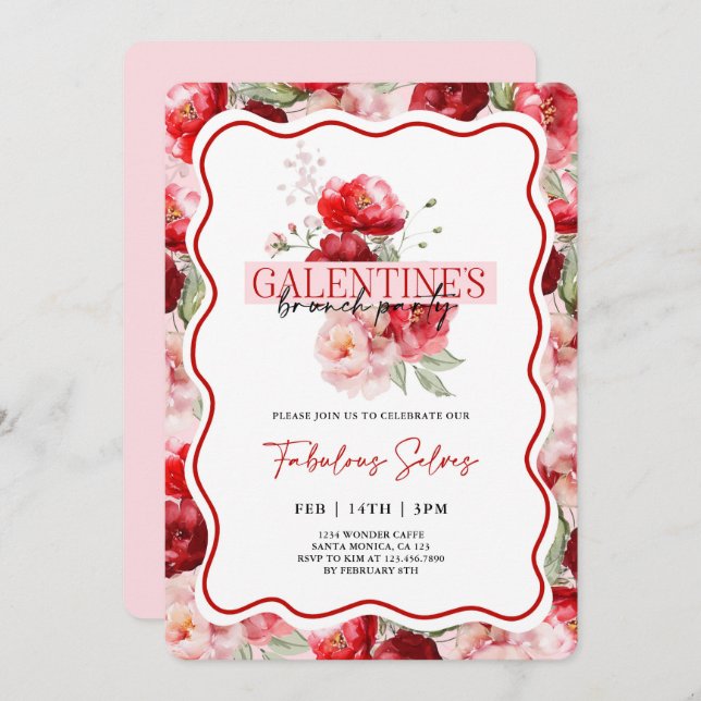 Galentine’s Brunch Party Invitation (Devant / Derrière)