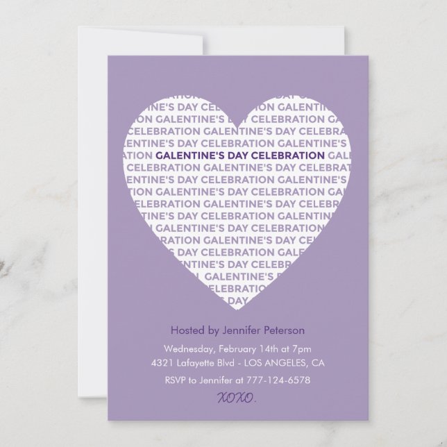 Galentine Valentines invitation xoxo Amis Coeur (Devant)