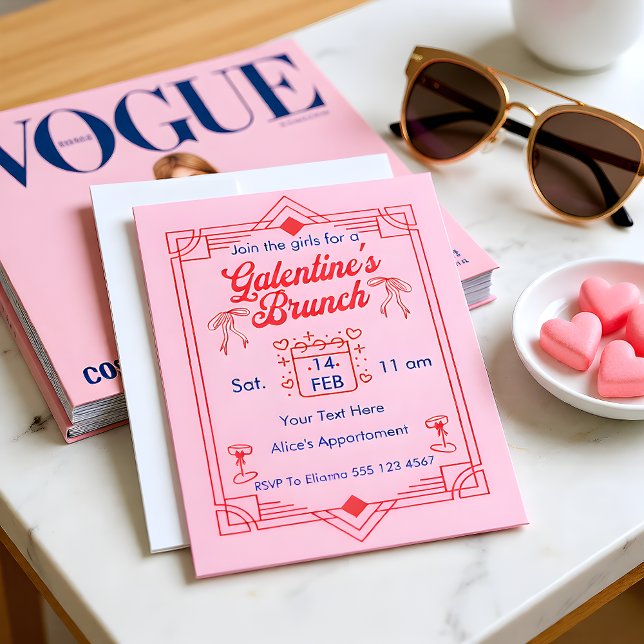 Galentine's Day Brunch Girls  Party Invitation (Créateur téléchargé)