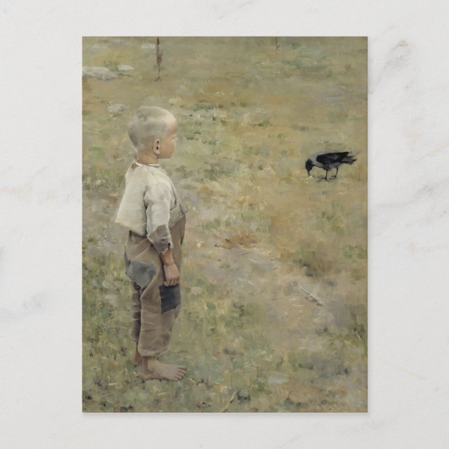 Gallen-Kallela Gosse och kråka CC0464 Carte postal (Devant)