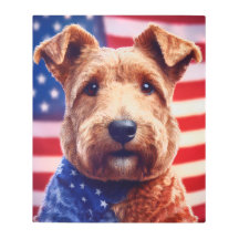 Gallois Terrier Avec Drapeau Américain Et Bandana