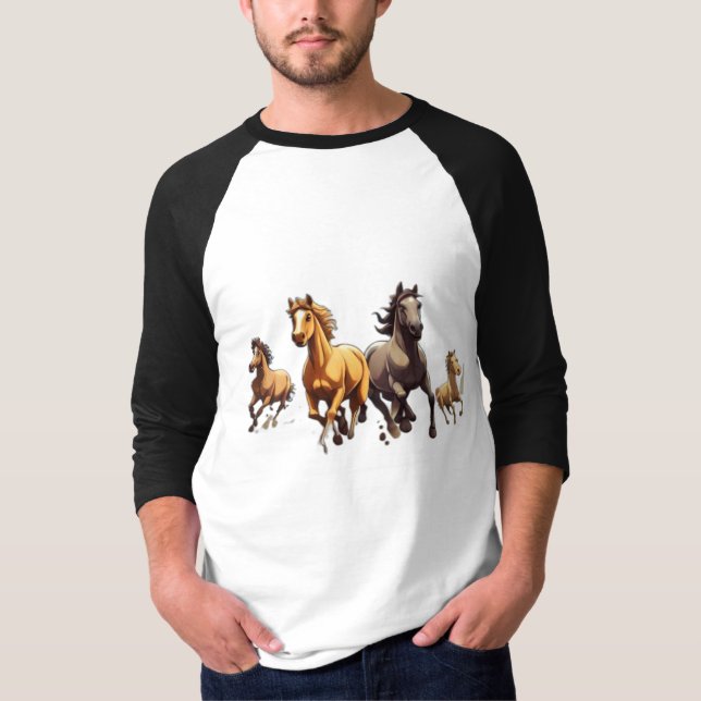 Gallop in Harmony : Whimsical Horse Herd T-Shirt C (Devant)