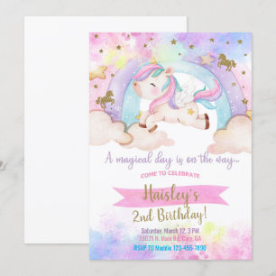 Galloping fille licorne invitation magique d'anniv