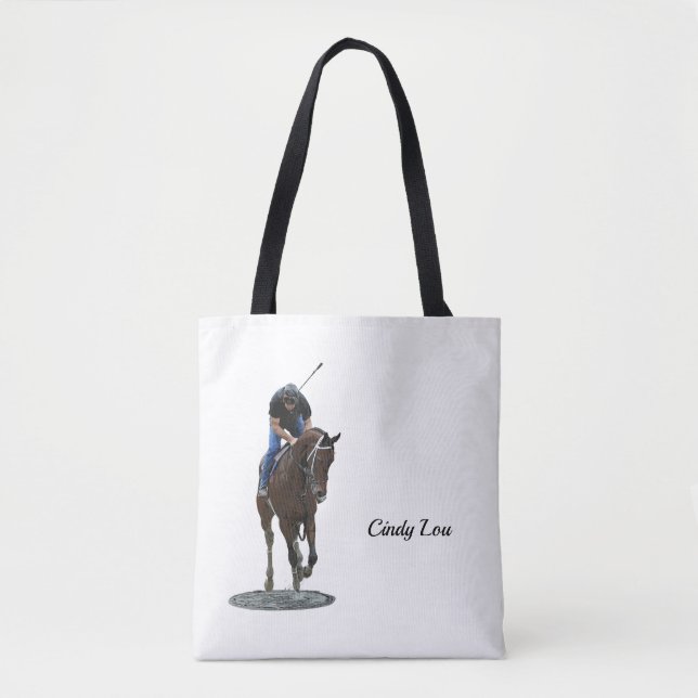 Galloping Thoroughbred Horse Et Rider Sac fourre-t (Devant)