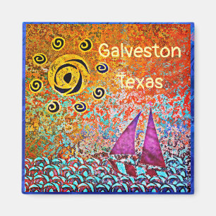 Galveston Texas Ocean Sailboat et Sun Magnet