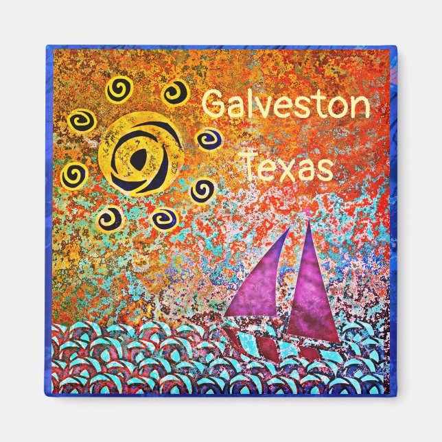 Galveston Texas Ocean Sailboat et Sun Magnet (Devant)