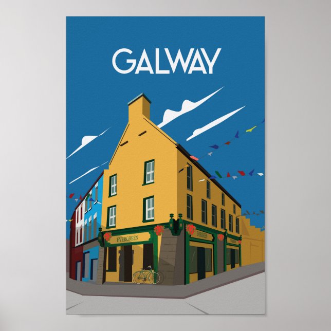 Galway, affiche de voyage en Irlande (Devant)