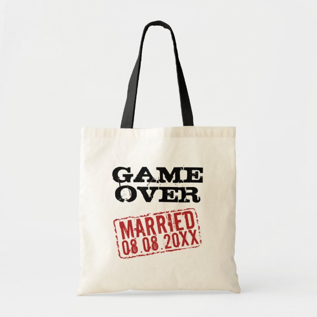 Game Over drôle sac fourre-tout avec timbre date m (Devant)