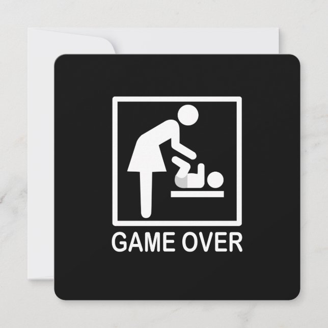 Game Over Mom Funny Black and White Pictogram (Devant)
