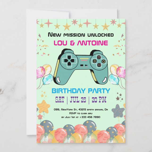 Gamer Birthday Invitation (Devant)