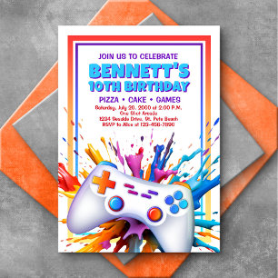 Gamer Paint Invitation Anniversaire