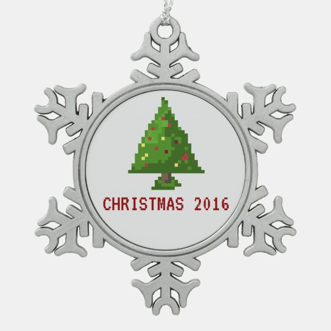 Gamer Pixel 8 bits Arbre de Noël Ornement de Noël (Devant)