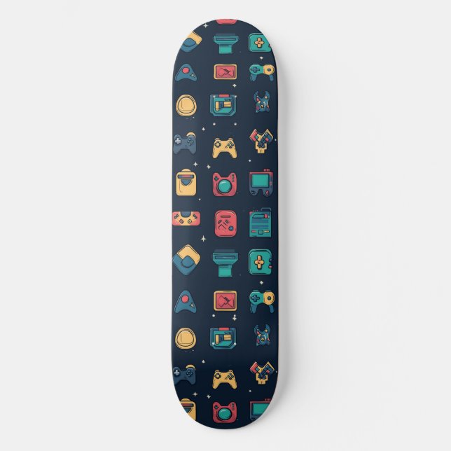Gamer Retro jeu vidéo 80s Skateboard (Recto)