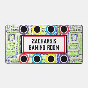 Gamer Room géométrique Green Blue Cercles Étoiles